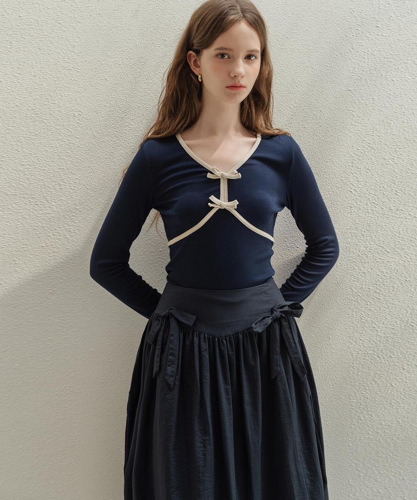 LAUTREDE MIN Two Ribbon Navy T Shirts