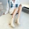Fashion New Luxury Brand Women Beige High Heels Ankle Boots 2024 Winter Female Square Toe Chelsea Boots High Quality Short Boots Botines