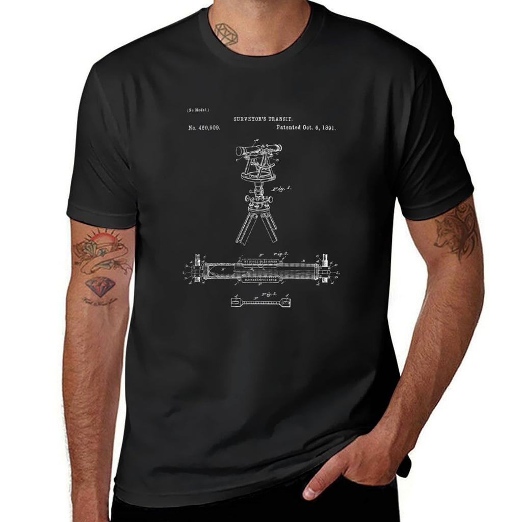 Vintage Surveyor Transit Tool Shirt - Property Land Surveying Engineer Tee T-Shirt Quick Drying Hippie Clothes Mens T Shirts