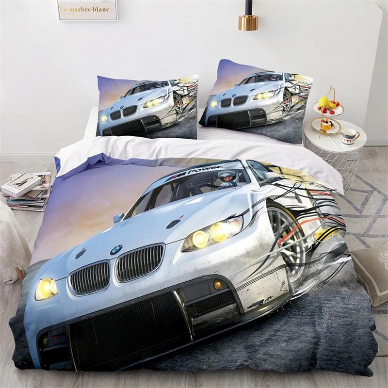 Sports Car King Queen Duvet Cover Cool Colorful Supercar Pattern Bedding Collection For Men Adult Race Car 23Pcs Polyester Quilt Cover