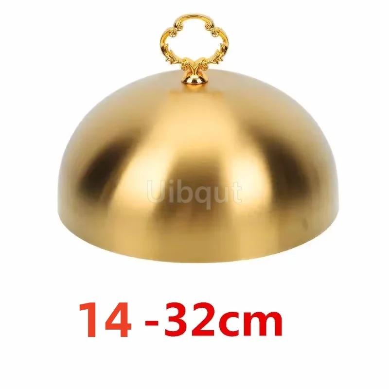 golden Cover Food Stainless Dome Lid Tent Protector Steak Serving tray For Melting Kitchen Metal Cheese Plate Cover Dish Basting