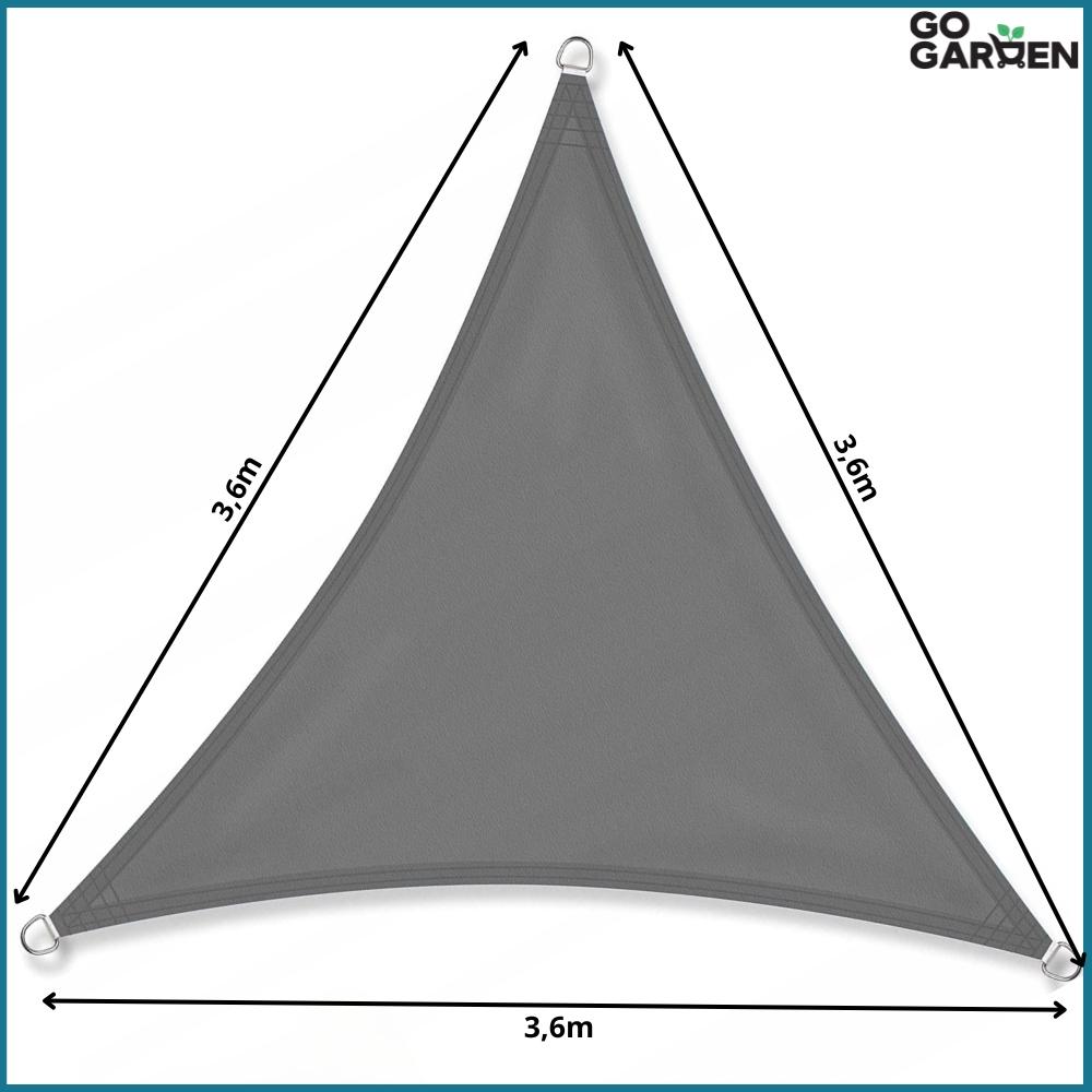UV sun sail gray triangle garden shade 3.6x3.6x3.6 m