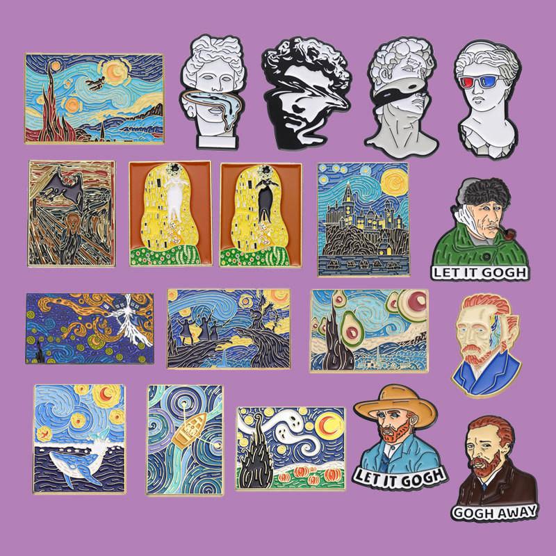 Premium Quality Artistic Character Brooches Set Featuring Colorful Enamel Coating For Eye-catching Decorative Pieces