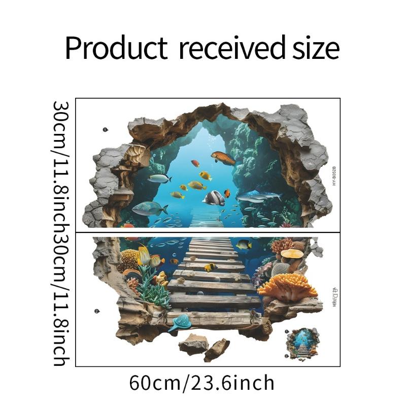 3D Наклейки на стену «Пробитие стены» Декор стен гостиной Мальчики Детская комната Наклейки на стену «Подводный мир»