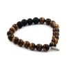 Bracelet - ABIJOUX - Tiger's Eye + Matte Black Onyx - 8 Mm - Length 19-20 Cm - Made In France