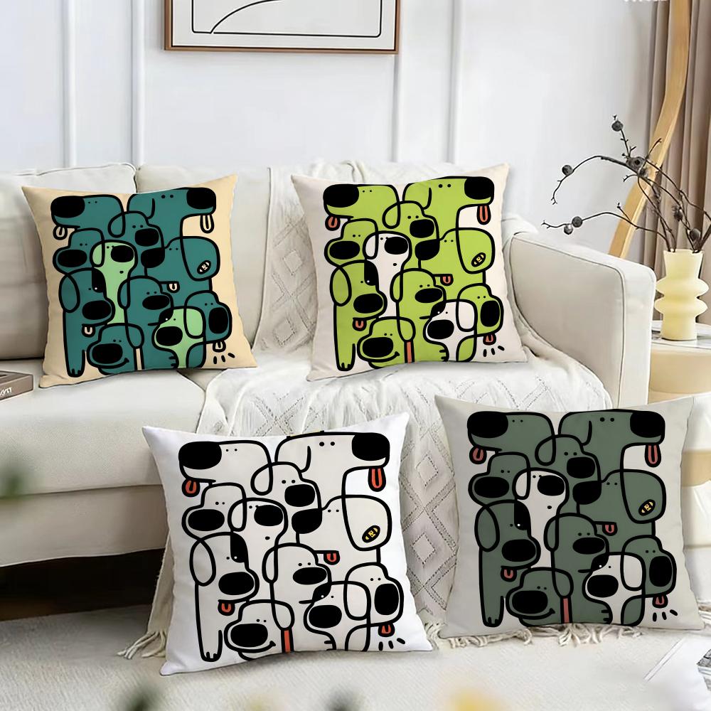 abstract dog Anime Cushion Cover Reversible Plush Pillow Cover – For car, sofa, bedroom, perfect as a gift.