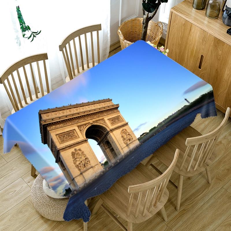 Splendid Architecture Pattern Tablecloth Thicken Cotton Rectangular Round Table Cloth For Wedding Picnic Party