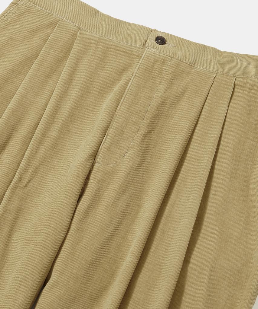 COLUMBIA UNIVERSITY Trajan Label Pintuck Wide-Fit Corduroy Pants_Beige