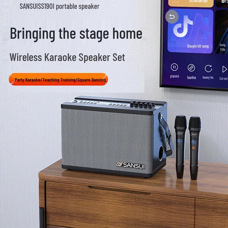 SANSUI SS190PRO Portable Outdoor Karaoke & Instrument Speaker CN plug (adapter included) (CN version)