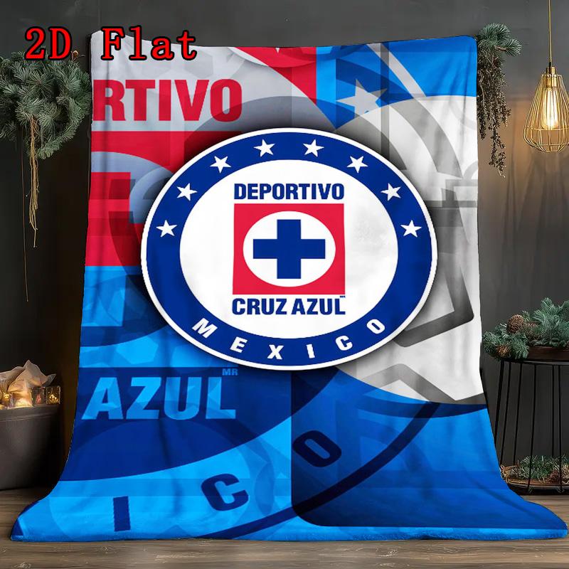 Deportivo Cruz Azul Team 2D Flat Pattern Flannel Blanket High quality All Seasons Warmth and Comfort Perfect for Christmas Gifts.NMT0928050