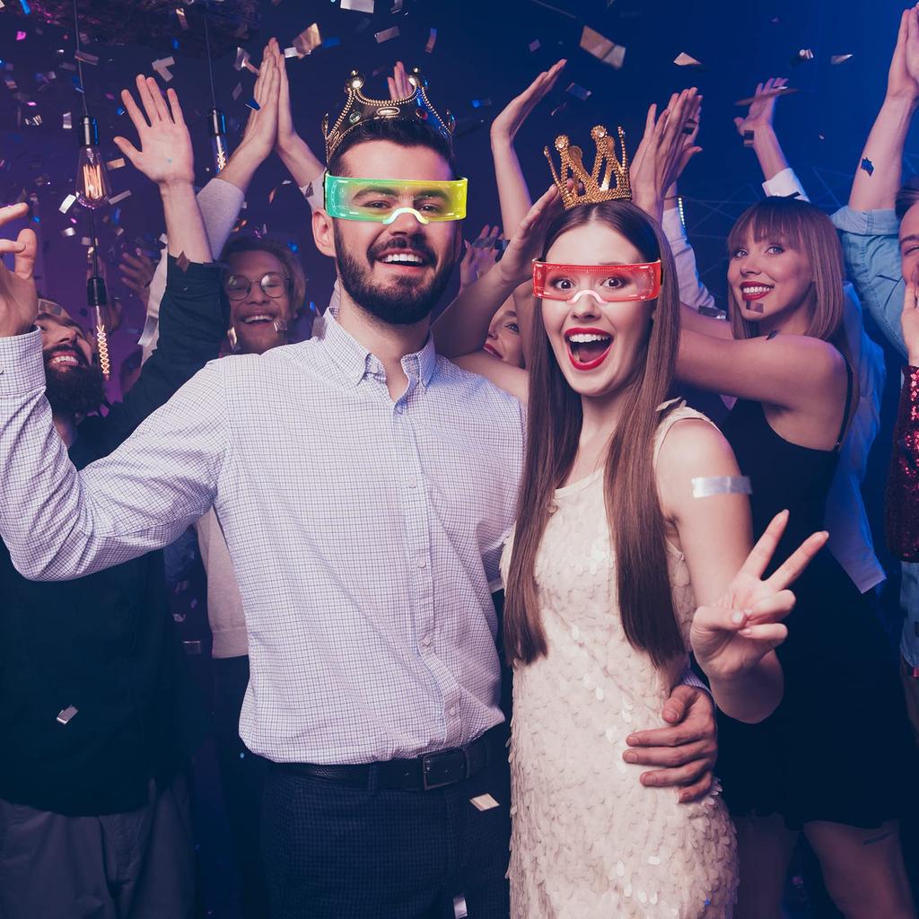 Luminous Glasses LED Light Up Glasses Cyberpunk Neon Glasses Futuristic Visor Glasses High Tech Flashing Glasses for Club Bar Cosplay