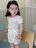 Милый летний пижамный комплект для девочек в корейском стиле, легкий комплект с шортами с цветочным принтом