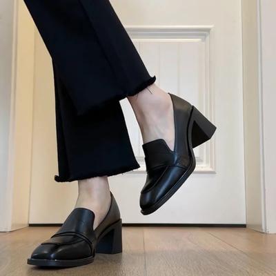 Винтажные женские лоферы в стиле колледжа, модные, неглубокие, слипоны, элегантные, на толстом каблуке, для работы