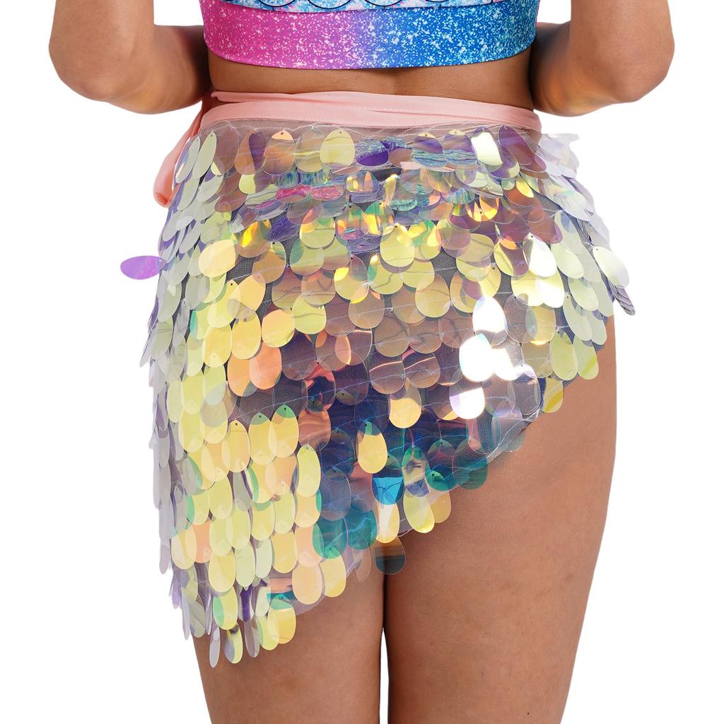 Женская юбка для танца живота на шнуровке, хип-шарф, блестящая сетчатая треугольная мини-юбка с пайетками для вечеринки танго