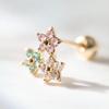 14K Gold Star Flower Mini Flower Cubic Piercing Earlobe Barbell Ear Cone Earrings