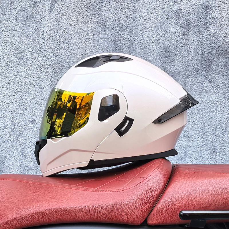 Small Shell Helmet Peel-off Helmet Motorcycle Helmet Locomotive Double Lens Men's and Women's Four-season Motorcycle Cruise Helmet Large