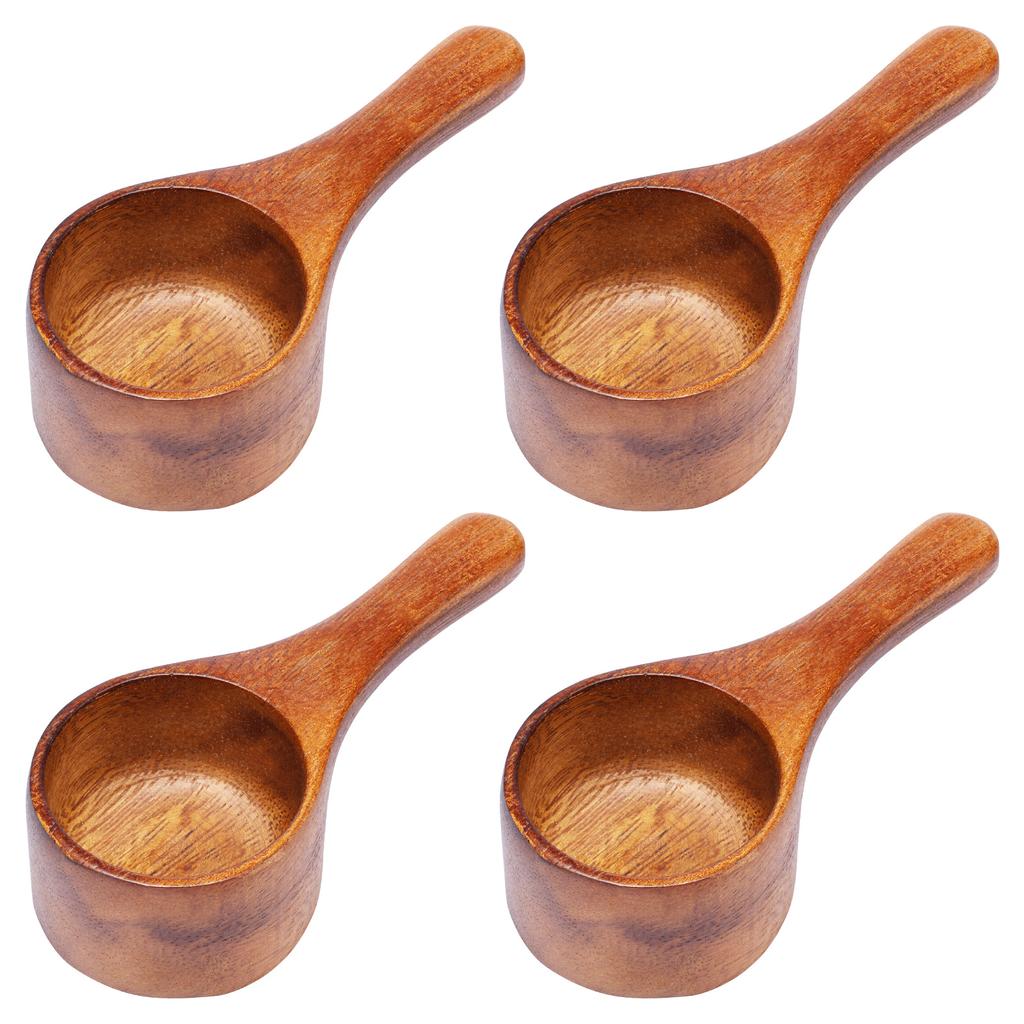 4Pcs Coffee Scoops 15/45ml Stainless Steel or Wood Measuring Spoon Reusable Coffee Beans Flour Measuring Spoons for Home Kitchen