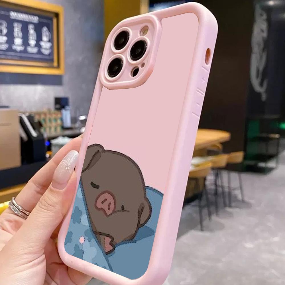 Милый чехол для телефона с рисунком черной свинки, подходит для iPhone 17 16 15 14 13 12 11 Pro/Max/Plus, противоударная задняя крышка
