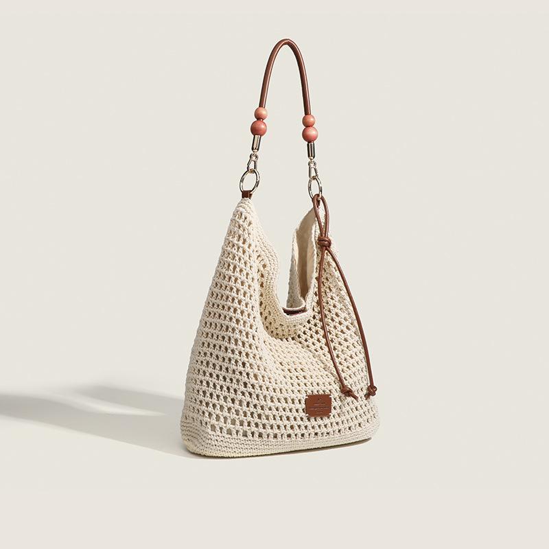 2025 Новые плетеные женские сумки Большая вместимость Сумка-тоут Пляжная вязаная сумка через плечо для женщин Плетеная из соломы сумка для покупок с украшением