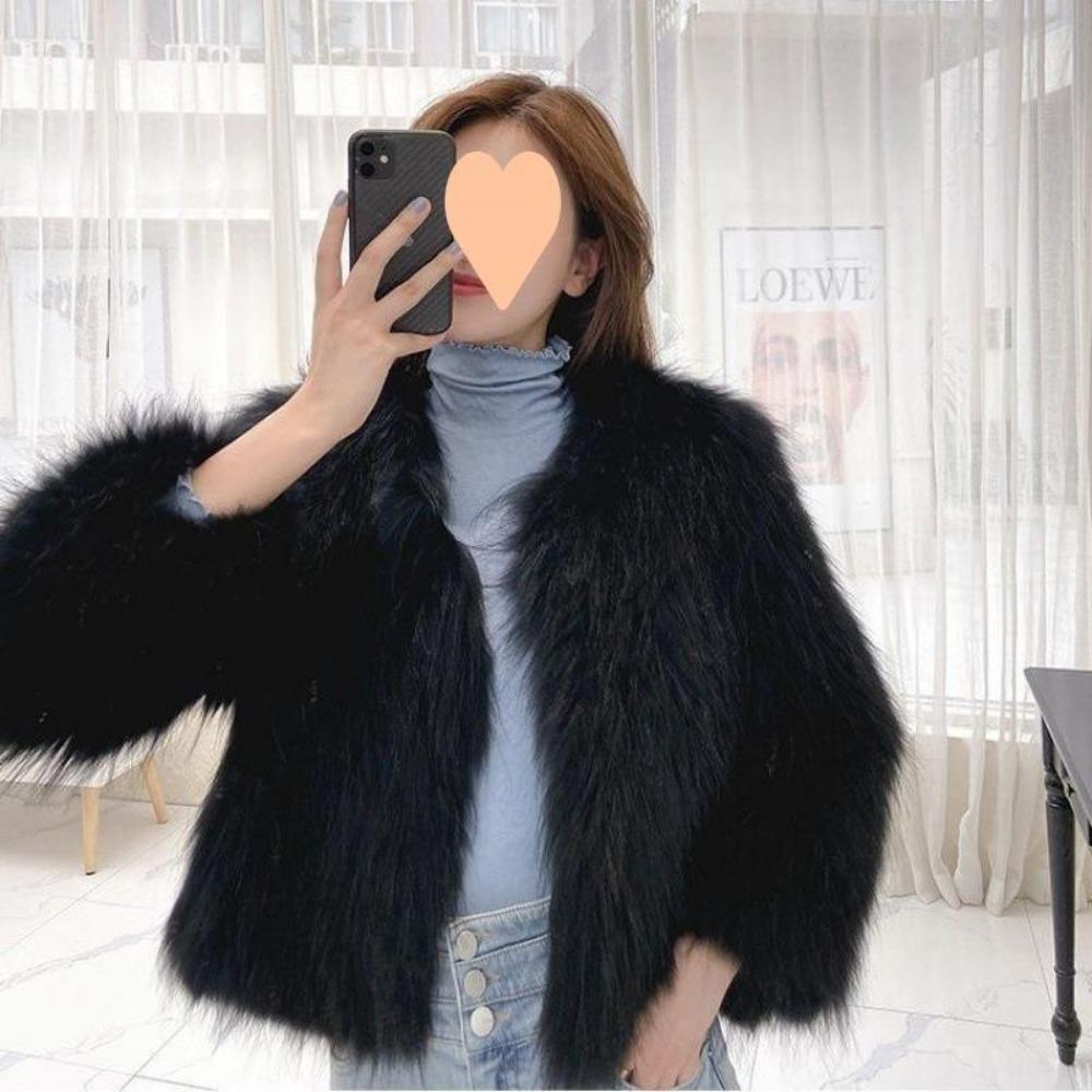 Женское пальто средней длины с черным поясом, теплое роскошное пальто из искусственного норкового волоса, женское пальто из искусственного меха осенью и зимой, с длинными рукавами
