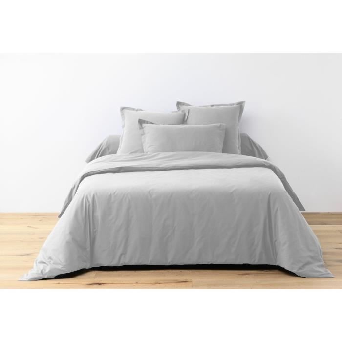 Housse de couette - Uni gris - 240 x 260 cm - Satin de coton - Qualité supérieure
