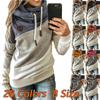 Women Leopard Print Patchwork Hoodie Drawstring Turtleneck Hooded Pullover Sweatshirt