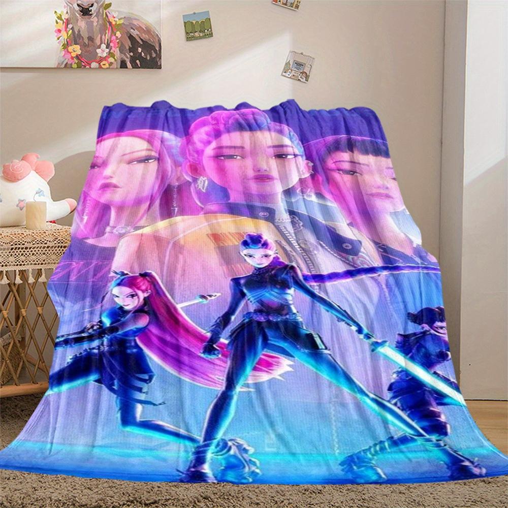 1Pc K-Pop Demon Hunters Print Flannel Blanket, High Quality Digital Printing, Comfortable for All Seasons, Home DecorGifts821030