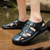 2024 Outdoor Men Summer Sandals Non-slip Walking Hiking Trekking Shoes Men Slippers Beach Wading Baotou Leather Sandals Travel