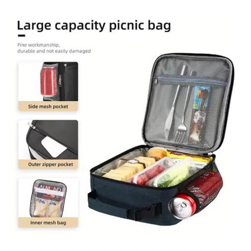 Portable Large Capacity Insulated Lunch Box Reusable Lunch Bag for Men Women Waterproof Oxford Cloth Insulated Cooler Bag