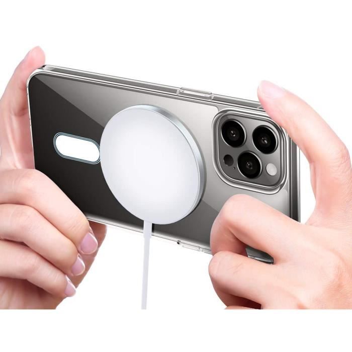 Protective Case - E.F.CONNECTION - for iPhone 13 Pro - Transparent - Magnetic Circle - 2 Tempered Glasses