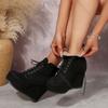 Wedges High Heels Ankle Boots for Women Retro Suede Lace Up Women's Autumn Shoes Casual Solid Platform Fashion Gladiator Botas