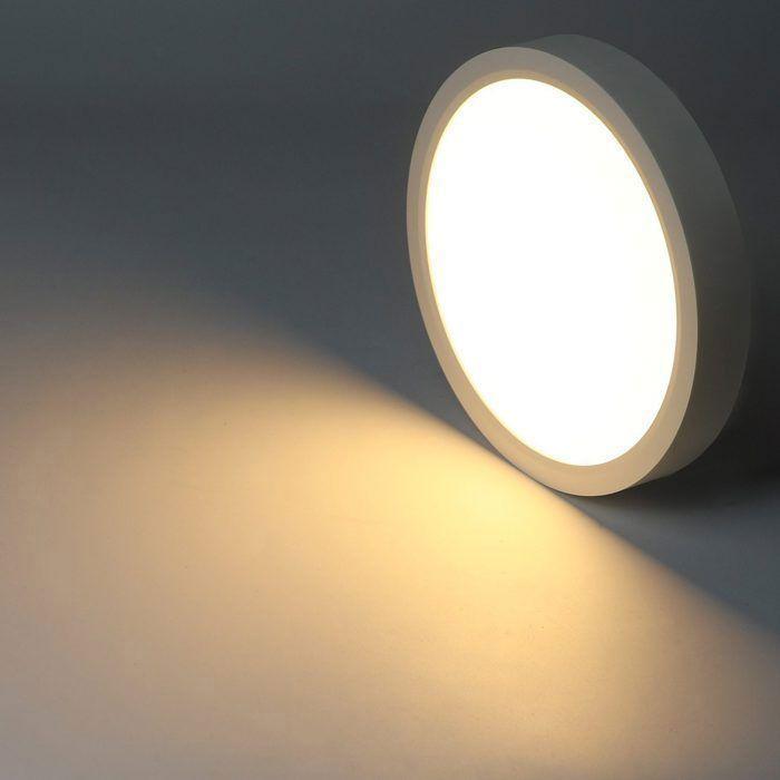 Plafonnier LED - NETTLIFE - Plafonnier plat rond 22 cm - 8W - IP44 - 3000K blanc chaud