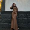 New Women's Fashion Sexy Slim Fit Round Neck Strap Temperament Long Sleeve Dress Female