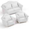 Realistic Fabric Sofa 3Pieces Couch Set For 1/12 Dollhouses Miniature Display Craft Project And Model Scene Decoration
