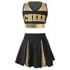 Girls Cheerleading Uniform Letter Print Tank Top with Pleated Skirt Set Cheer Leader Halloween Fancy Dress Costume