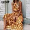 Spring Summer Fashion Versatile Printed Polka Dot O-Neck Long Women's Dresses