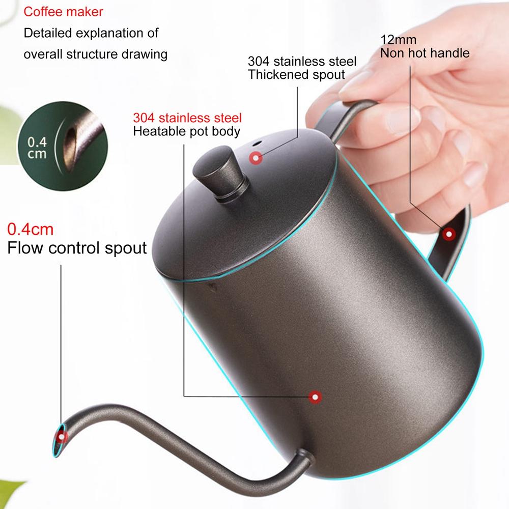 350 мл капельный чайник для кофеварки из нержавеющей стали с узким носиком и длинным горлом, ручные капельные кофейники