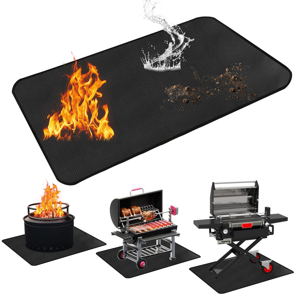 Large Fire Blanket Double-Sided Fireproof Grill Pad Under Grill Mat Grill Fireplace Fire Mat Oil-Proof Waterproof BBQ Protector