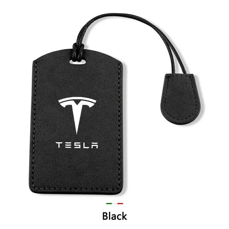 Car Sticker 2025 Hot Suede Car NFC Card Key Case Cover Key Shell Holder Protector Bag For Tesla Model 3 Model Y 2020 Keychain Ca