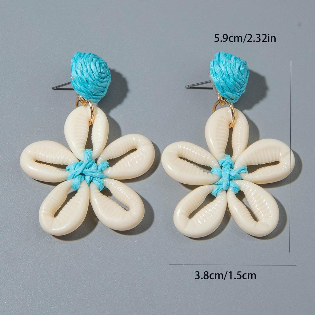 Модные и Минималистичные Серьги-цветы из Лафитовой Смолы, Плетеные, для Женской Бижутерии, Подходят для Отпуска на Острове, Пляжных Вечеринок, Серьги