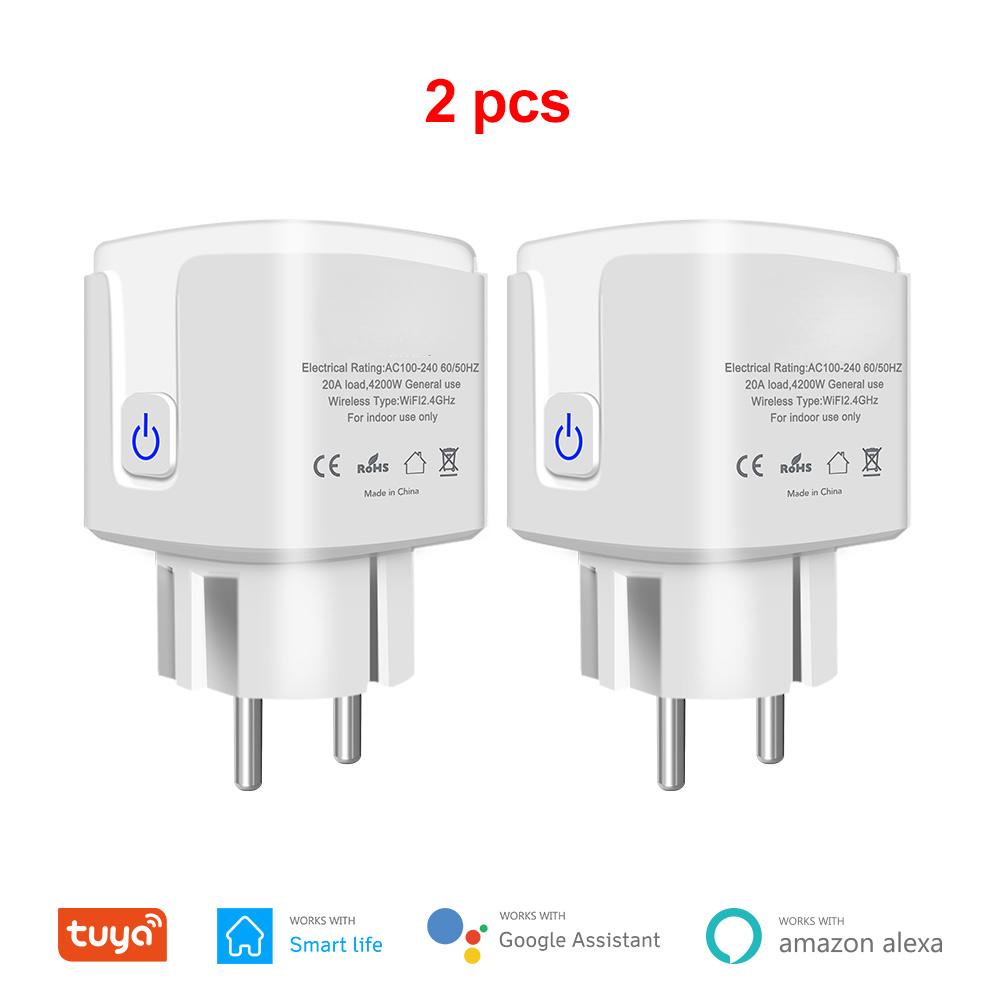Умная розетка Tuya Wi-Fi, 20 А, умная розетка европейского стандарта с функцией таймера монитора мощности, 4200 Вт, совместимая с Alexa Google Home