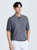 CHALLENGER Men'S Garment-Dyed Collared Short Sleeve Knit Pullover Charcoal
