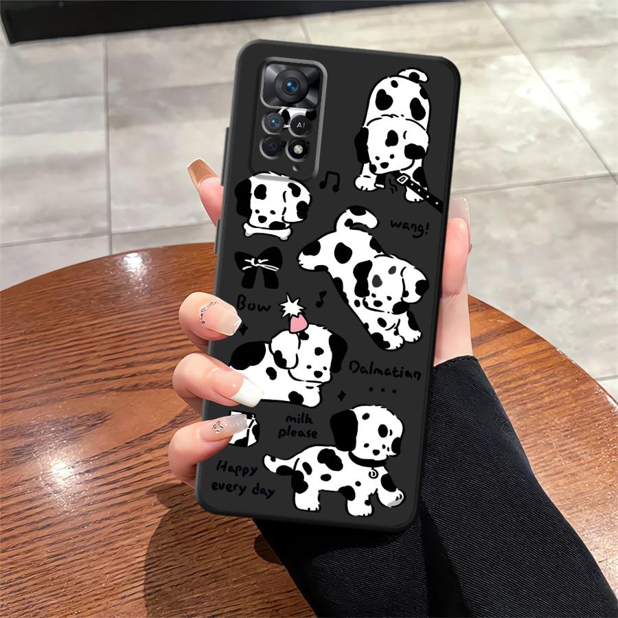 Мультяшный чехол с собакой и кошкой для Xiaomi Redmi Note 11s 7 8 10S 12s 9 10 11 12 Pro 9S 13 14 Plus Черный Мягкий чехол для телефона