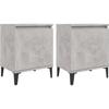 VidaXL Bedside Tables with Metal Legs Concrete Grey 40x30x50 Cm 805842