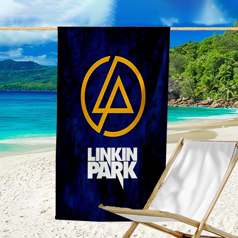 proof beach towel with a Linkin Park pattern - soft,absorbent,quick-drying,machine washable - perfect for swimming,camping,bathing