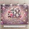 Двумерный розовый блестящий фон для 18-летия с короной и розой для фотосессии