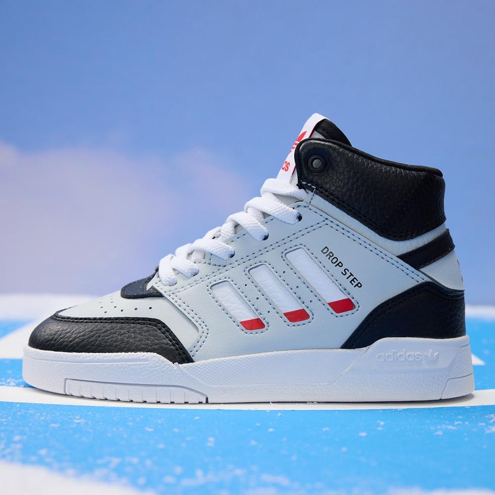 adidas Оригинальные кроссовки Originals Drop Step El J в трендовом повседневном стиле со средней высотой голенища для детей, кеды для скейтбординга для детей, черно-серые HP7798