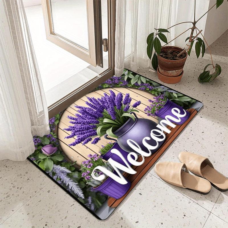 Decorative Floral Entrance Doormat, Non?Slip Welcome Floor Mat for Indoor Outdoor Home Entryway Decoration