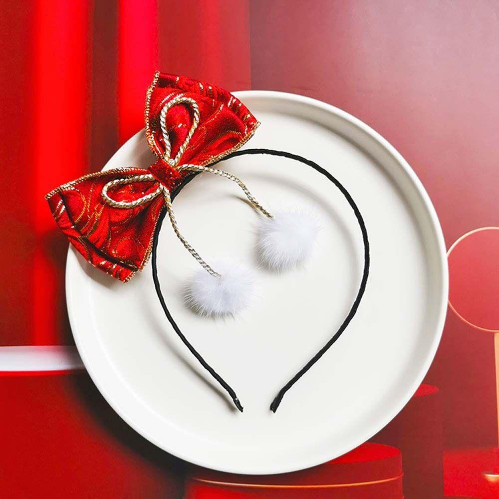Plush Hair Grip Bowknot Chinese New Year Hairpins Bow Hair Hoop Hair Rope Kids Chinese Hair Clips