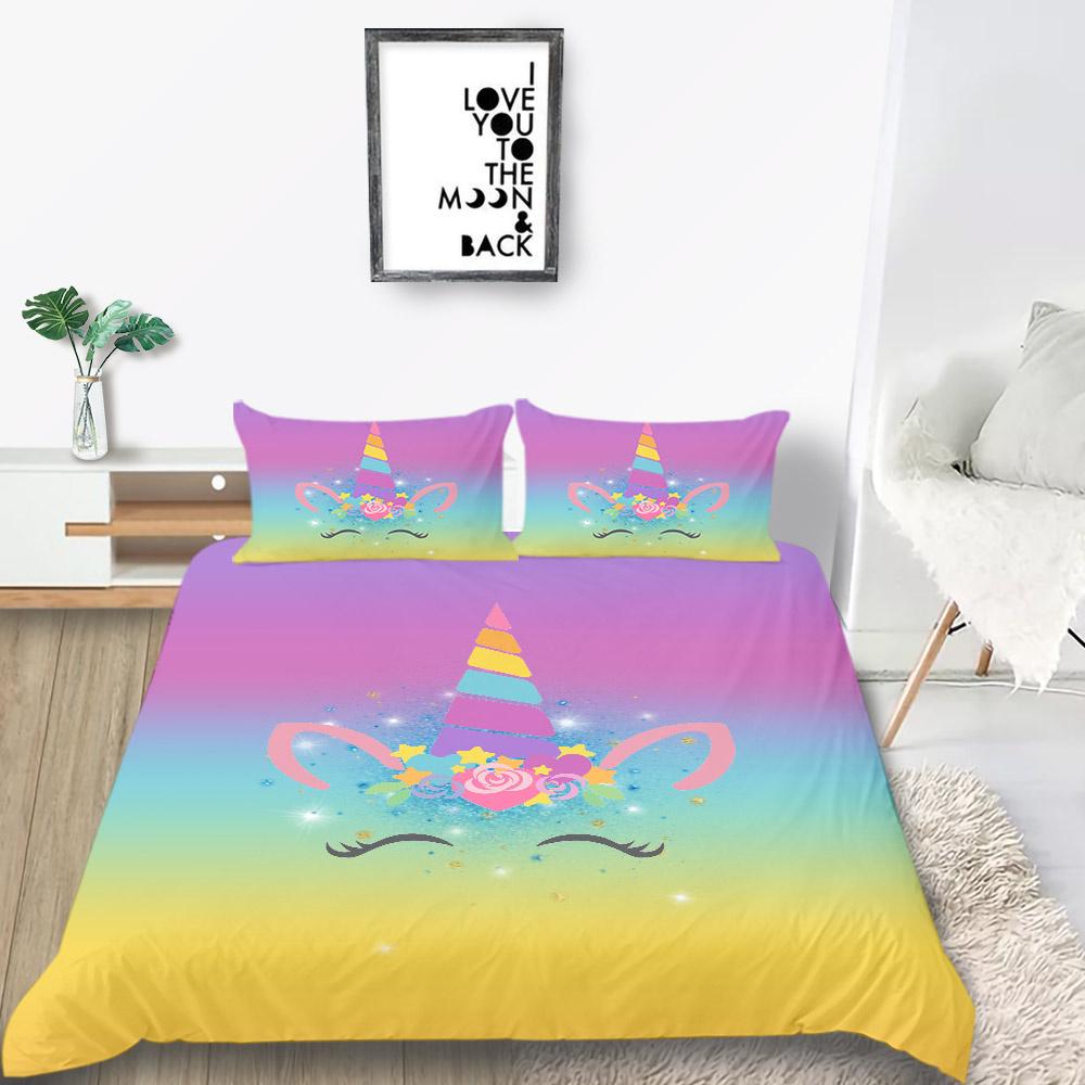 2023 Новый стиль, комплект постельного белья с узором единорога, мягкий домашний текстиль, постельное белье, костюм с наволочкой, пододеяльники для мальчиков и мужчин, одеяла для девочек, костюм